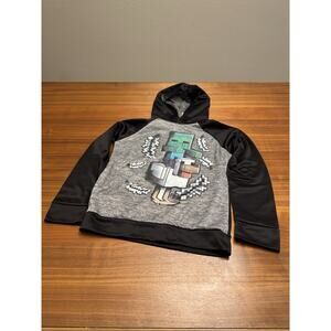 Boy's Minecraft Chicken Jockey Long Sleeve Pullover Hoodie, Black Large 10/12
